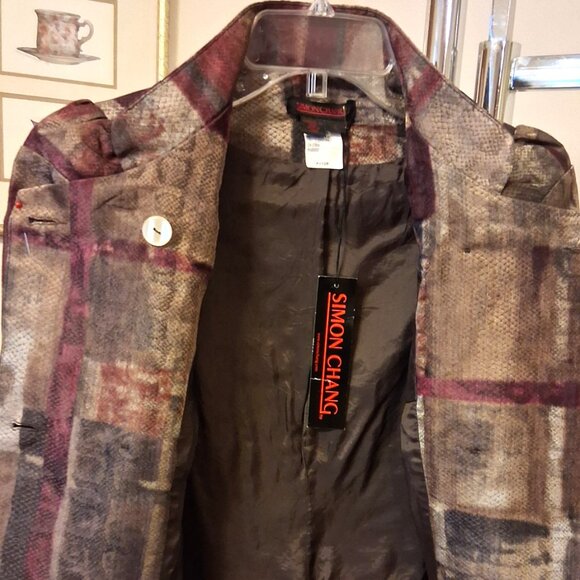 NWT Simon Chang Purple Multicolor Double-Breasted Blazer Jacket 6 S - Picture 12 of 14